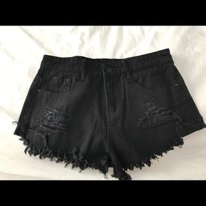 Black jean shorts
